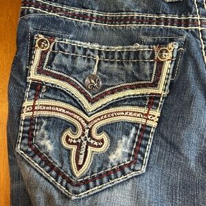 Rock Revival Embroidered Blue Denim Jeans